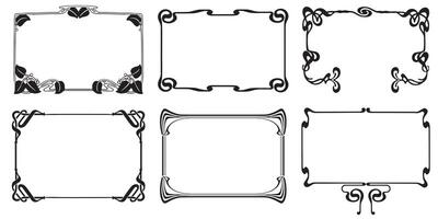 Frames with style Art Nouveau ornament set. vector
