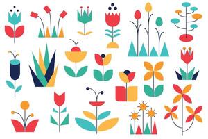 Nature set in modern style. Abstract, geometric style vector