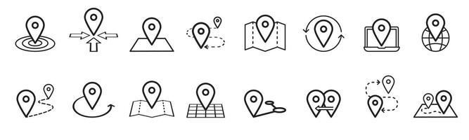 Map pins related icon set. symbols on a white background. Simple pictograms vector