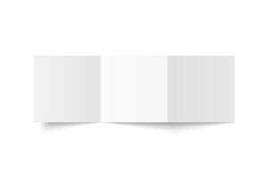 white blank square three panel accordion fold opened on white background. Z fold, trifold, leaflet, brochure, booklet, flyer or invitation card mockup. Mock up back side isolated. vector