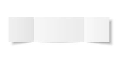 white blank square three panel gate fold opened on white background. Trifold, leaflet, brochure, booklet, flyer or invitation card mockup. Mock up front side isolated. vector
