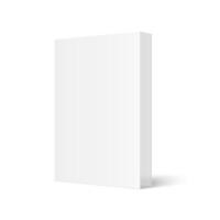 mockup of standing paperback book with white blank softcover isolated. Vertical book, catalog or magazine mock up on white background. 3d illustration. Diminishing perspective. vector