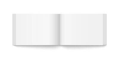 mockup of paperback horizontal book spread with white cover isolated. Realistic book, brochure or booklet template opened on white background. 3d illustration. vector