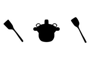 Simple spatula and boiling pot illustration vector