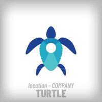 Turtle design logo with unique location sign. vector