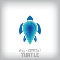 Turtle design logo with unique water falling. vector