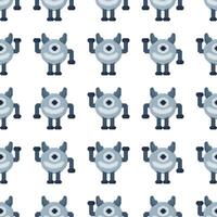 seamless pattern pixel robot with 3 different styles vector