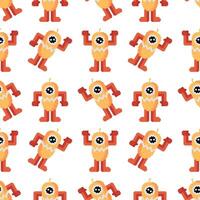 pixel robot seamless pattern with 3 different styles vector