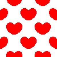 red heart with outline pixel seamless pattern vector