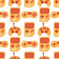 seamless pattern of gaming equipment with a pixel theme vector