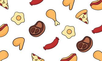 fast food background with outline vector