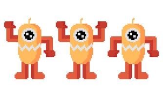 pixel robot with 3 different styles vector