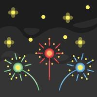 firework and starlight in midnight design vector