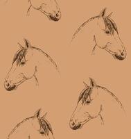 Seamless pattern of one line horse head vector