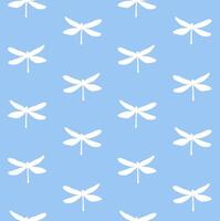 Seamless pattern of sketch dragonfly vector
