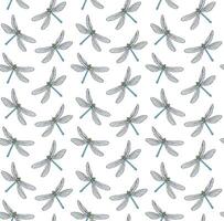 Seamless pattern of sketch dragonfly vector