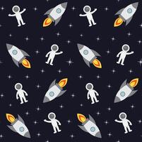 Seamless pattern of flat rocket vector