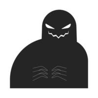Silhouette monster evil smiling black and white 2D line cartoon character. Spooky shadow with sharp teeth isolated outline personage. Creepy creature smirking monochromatic spot illustration vector