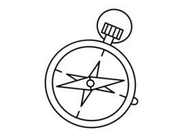 Hand drawn cute outline illustration compass. Flat direction choice in outline doodle. Business planning icon. Navigation guide. Strategy solution. Way decision. Searching opportunity. Isolated vector