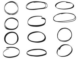 Round scribble outline hand drawn frame isolated on white. vector