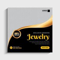 Jewelry social media post or web banner template design vector