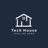 House logo design with modern tech concept vector