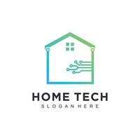 House logo design with modern tech concept vector