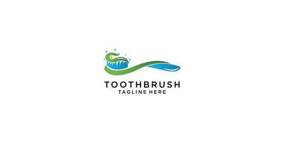 Toothbrush with toothpaste logo design premium vector