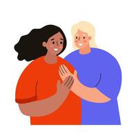 Two Friends Embracing Each Other With Joyful Expressions vector
