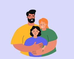 Family Embracing Together With Joyful Expressions in a Soft Background vector