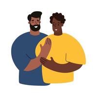 Two Men Embracing In a Friendly Gesture vector
