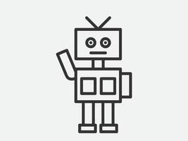 Robot toy icon on white background. Line style illustration. vector