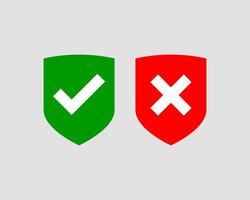 Shield icon with mark symbol. Design element. vector