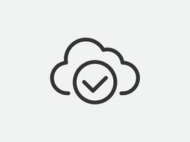 Technology icon cloud computing connection. Big data global server. Line design symbol. vector