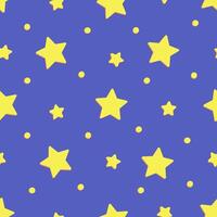 Starry night in cartoon style seamless pattern. background with stars in the sky for children. vector