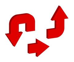 Red arrows icons set. arrow icon in 3d style. vector