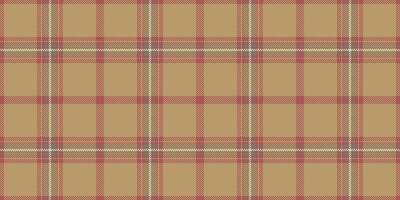 Rag textile check pattern, greeting tartan plaid. Asymmetric fabric background texture seamless in amber and red colors. vector