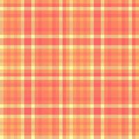 Glen texture plaid fabric, creation check pattern background. Material tartan seamless textile in red and orange colors. vector