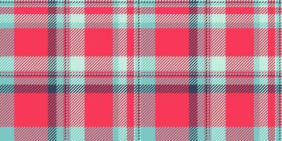 Pop check pattern texture, bedroom background seamless. Pixel textile tartan fabric plaid in red and teal colors. vector
