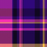 Winter plaid textile seamless, other check tartan fabric. Bandana texture background pattern in violet and black colors. vector