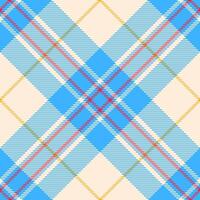 Customized texture background tartan, list check fabric pattern. Festival seamless plaid textile in cyan and papaya whip colors. vector