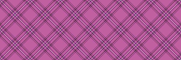 Daisy tartan plaid pattern, editable background check texture. Halloween textile seamless fabric in pink and black colors. vector