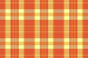 Naked pattern seamless plaid, long textile fabric tartan. Pretty check background texture in orange and red colors. vector