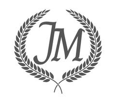 Initial letter J and M, JM monogram logo design with laurel wreath. Luxury calligraphy font. vector