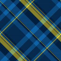 Tough pattern fabric, softness texture seamless textile. Finish tartan plaid background check in cyan and dark colors. vector