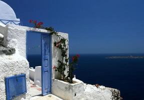 View of Oia on the island of Santorini in Greece photo