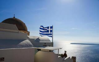 View of Oia on the island of Santorini in Greece photo