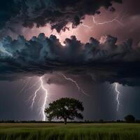 Cloudy Thunder Thunderstorm lightning bolt photo