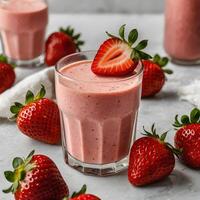 Tasty Delicious Strawberry Smoothie Juice Shake photo