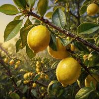 Yellow Sour Fruity Lemon citrus fruit branch photo